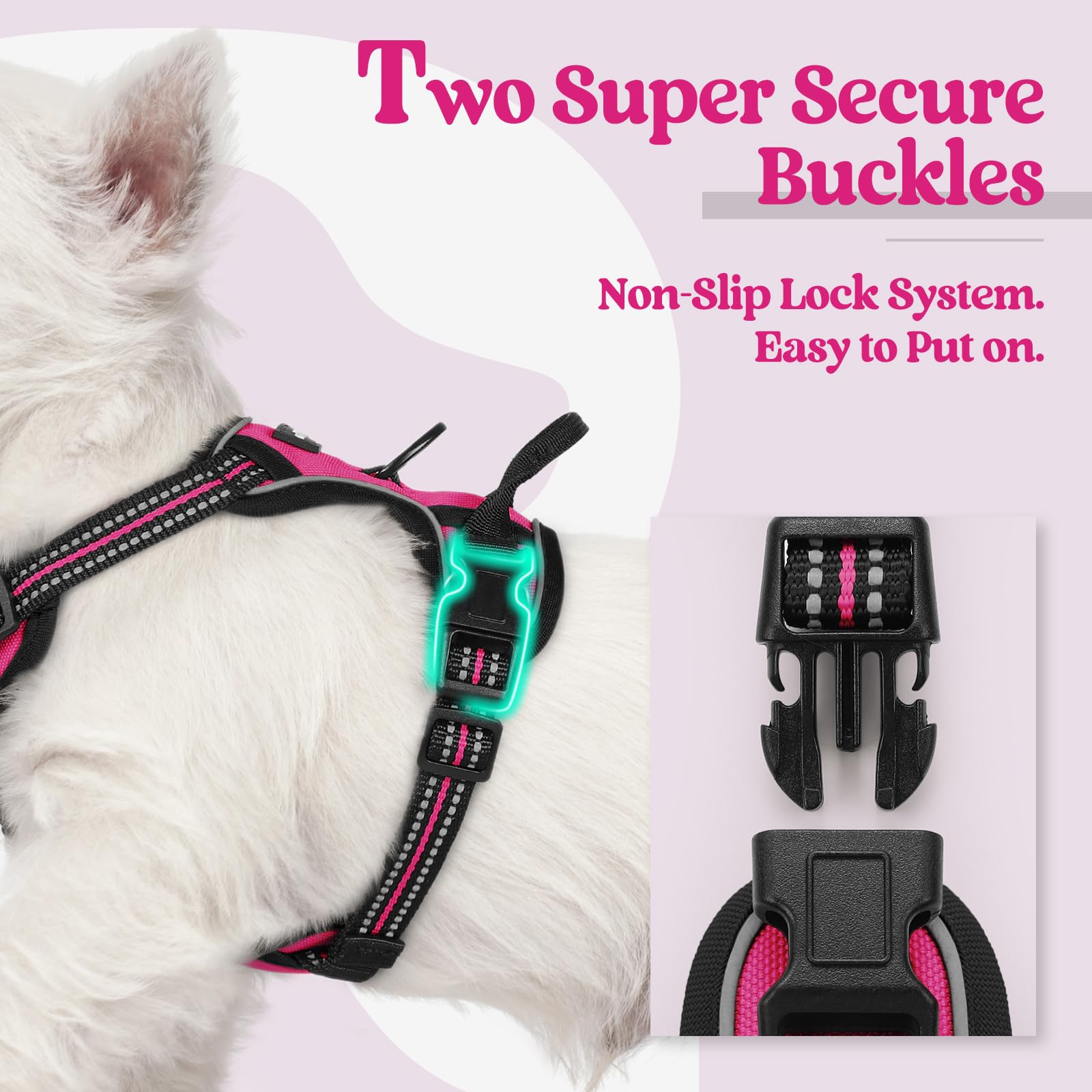 rabbitgoo Pettorina Cane Taglia Piccola, Pettorina Cane ad h Regolabile con 2 Ganci in Metallo, Imbracatura per Cani Anti Tiro Riflettente, Imbracatura Traspirante per Addestramento, Rosa Rosso, XS
