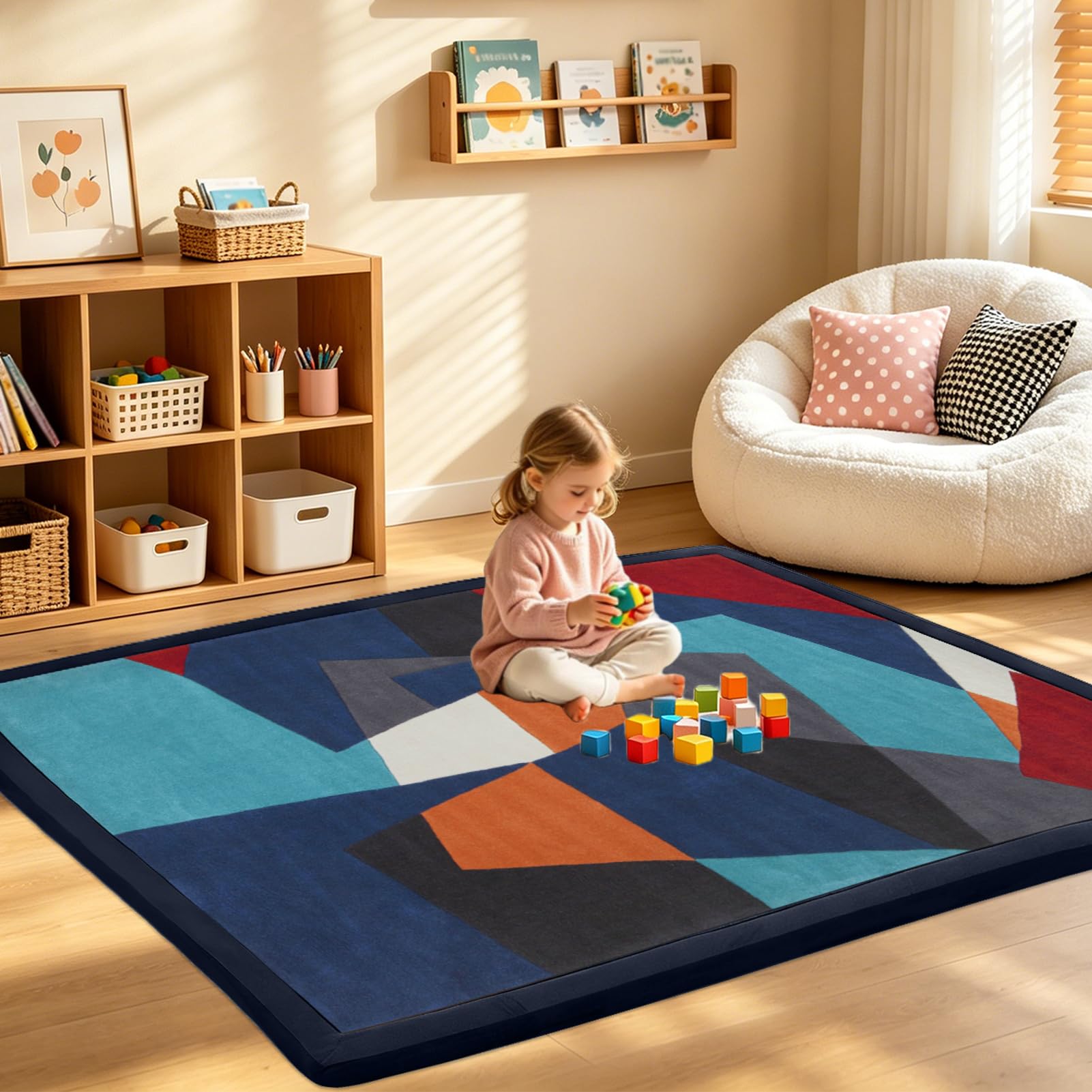 Baby Krabbelmatte 2cm Dicke Schaumstoff Spielmatte Rutschfester Teppich Kinderzimmer Tatami Matte für Wohn und Kinderzimmer 60 x 200 cm