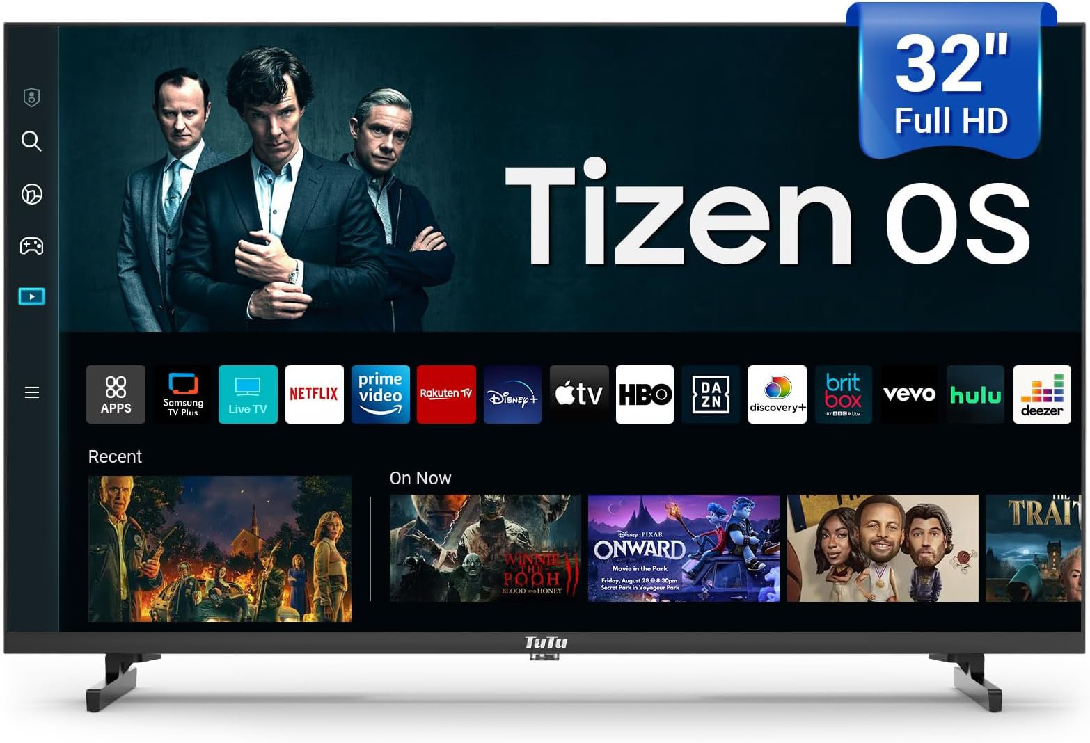 TuTu 32 Inch 1080P FHD Smart TV with Tizen OS TV Compatible HDR Full HD Slim Design Smart TV or Monitor with HDMI, Dolby Audio, Voice Remote, Stream Live(2025 Model)
