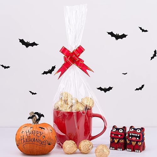 Miniatura 2 de Awpeye Bolsas de celofán de 8 x 16 pulgadas, paquete de 100 bolsas de regalo de celofán, bolsas transparentes anchas de celofán para tazas, botellas