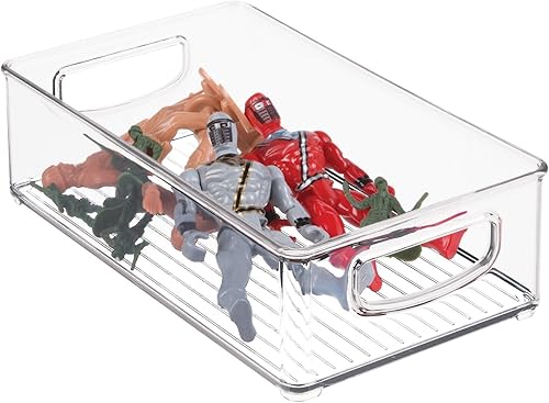 Miniatura 8 de mDesign Organizador pequeño de plástico para el cuarto del bebé y los alimentos, contenedor de almacenamiento con asas para armario, armario,