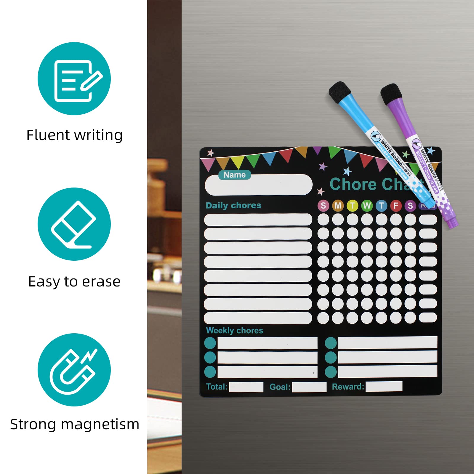 Dry Erase Reward Chart For Kids Magnetic Chore Chart For Kids - Dry ...