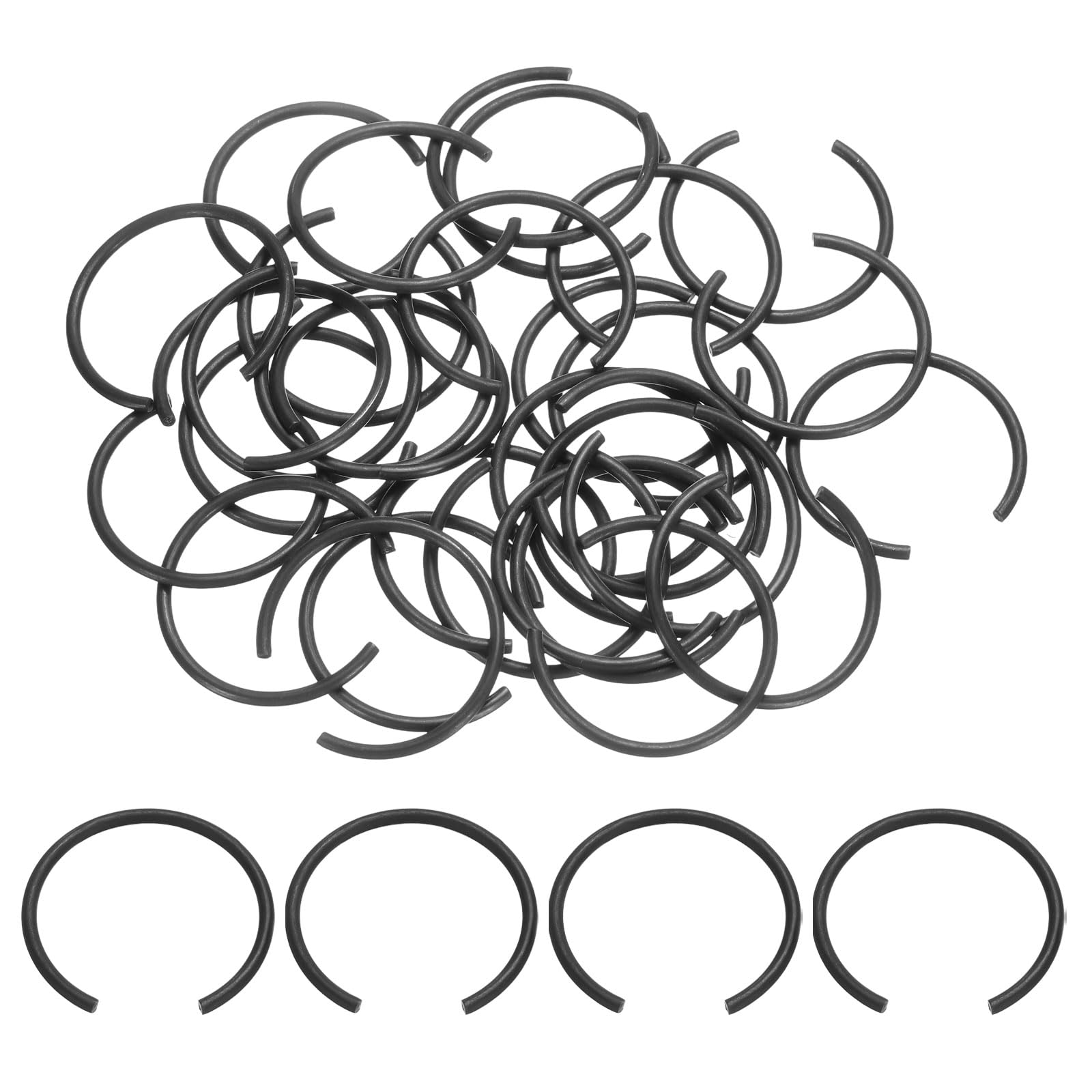 sourcing map 40Pcs Round Wire C-Clips, 70Mn Carbon Structural Steel Internal Snap Rings, Retaining Rings Round Wire Snap Rings for 28mm Hole, Black