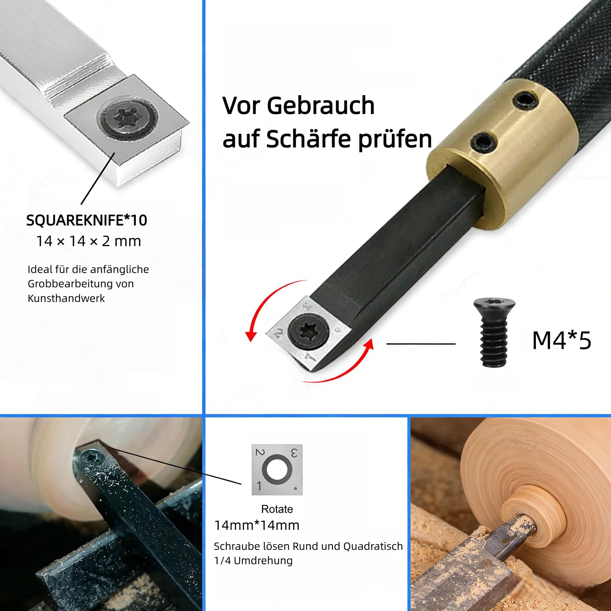 Wendeschneidplatten 10er Set, VHM Hartmetall 30° – 14×14×2 mm, passend für METABO LF724S Lackfräse, Holzbearbeitung