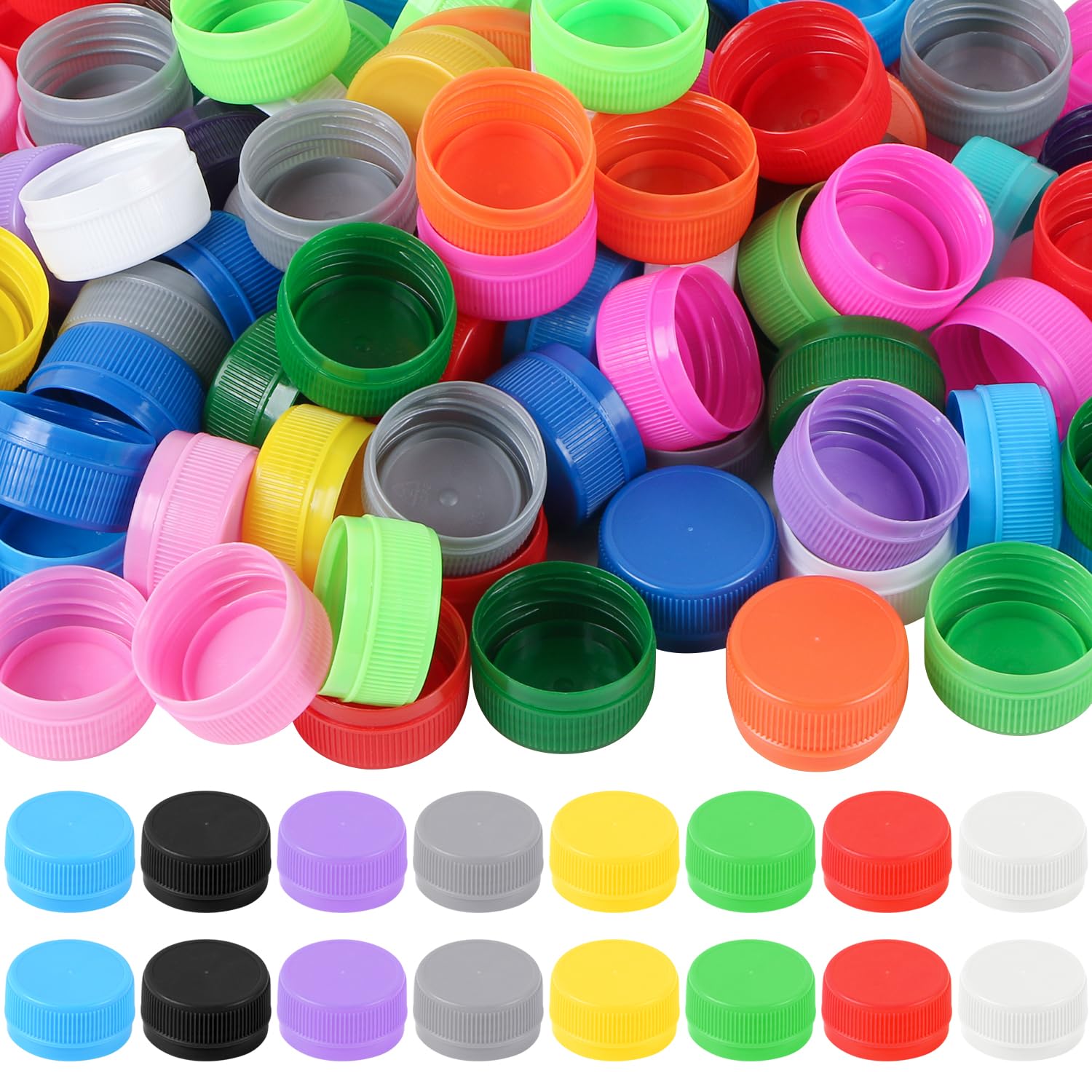 Hartop 100 pcs Plastic Bottle Caps DIY Craft Color Bottle Tops Plastic Bottle Lids Bottle Caps for Intelligence Development Skills (1.2inch Mixed Color)