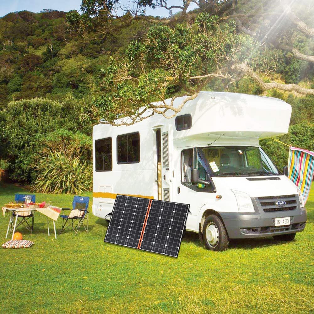 Kit Pannello Solare Portatile 200w 18v Caricatore Solare Pieghevole Monocristallino con Uscita USB Controller per Camper Barca Rimorchio Emergenza Auto Marine