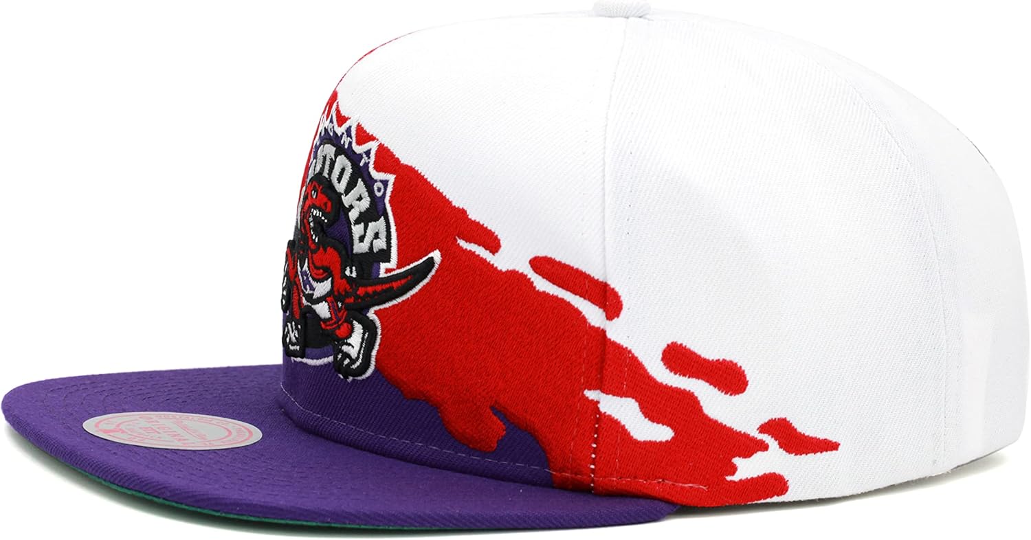 Mitchell & Ness Men's Toronto Raptors Hardwood Classics Paintbrush Snapback Cap, White/Purple