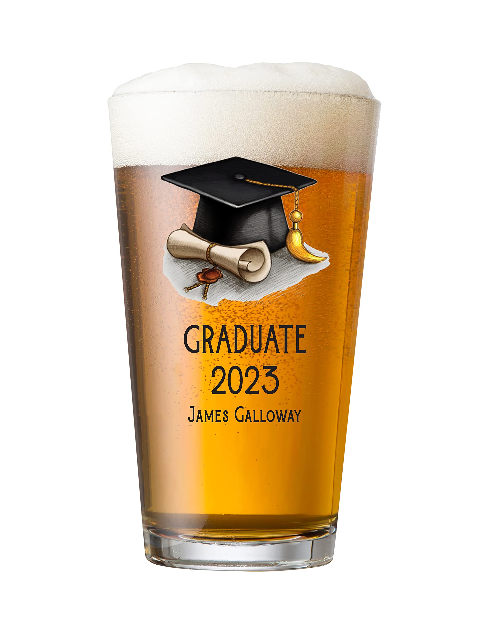 ukgiftstoreonline Personalised Graduation Beer Glass Gift Keepsake for Him