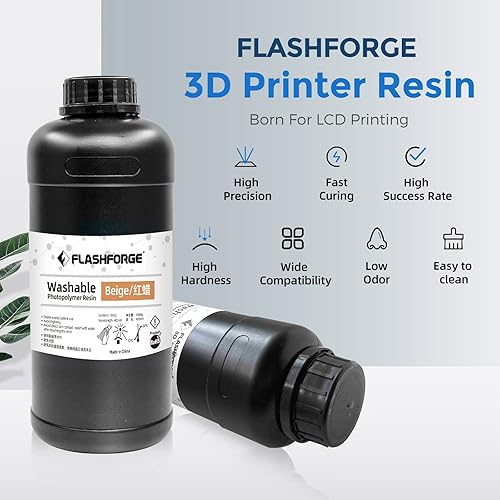 Miniatura 2 de FLASHFORGE Resina de impresora 3D, resina de curado UV rápido LCD, resina de fotopolímero estándar de 405 nm para impresión LCD 3D con impresión de
