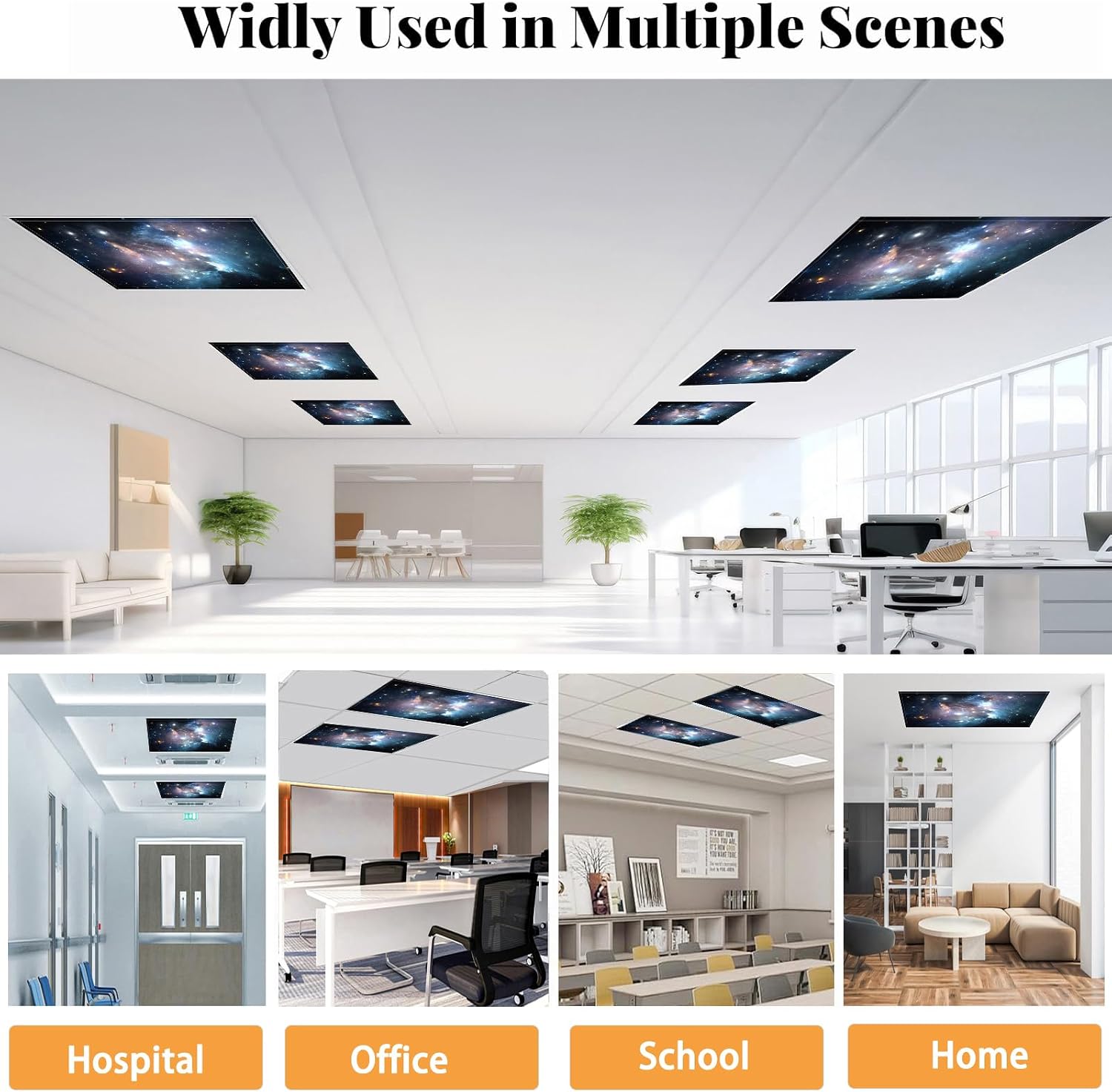 Pack of 6 Fluorescent Light Covers for Classroom Ceiling 4 x 2 Feet Magnetic Light Covers Filter for Office School Drop Ceiling Supplies(Universe)