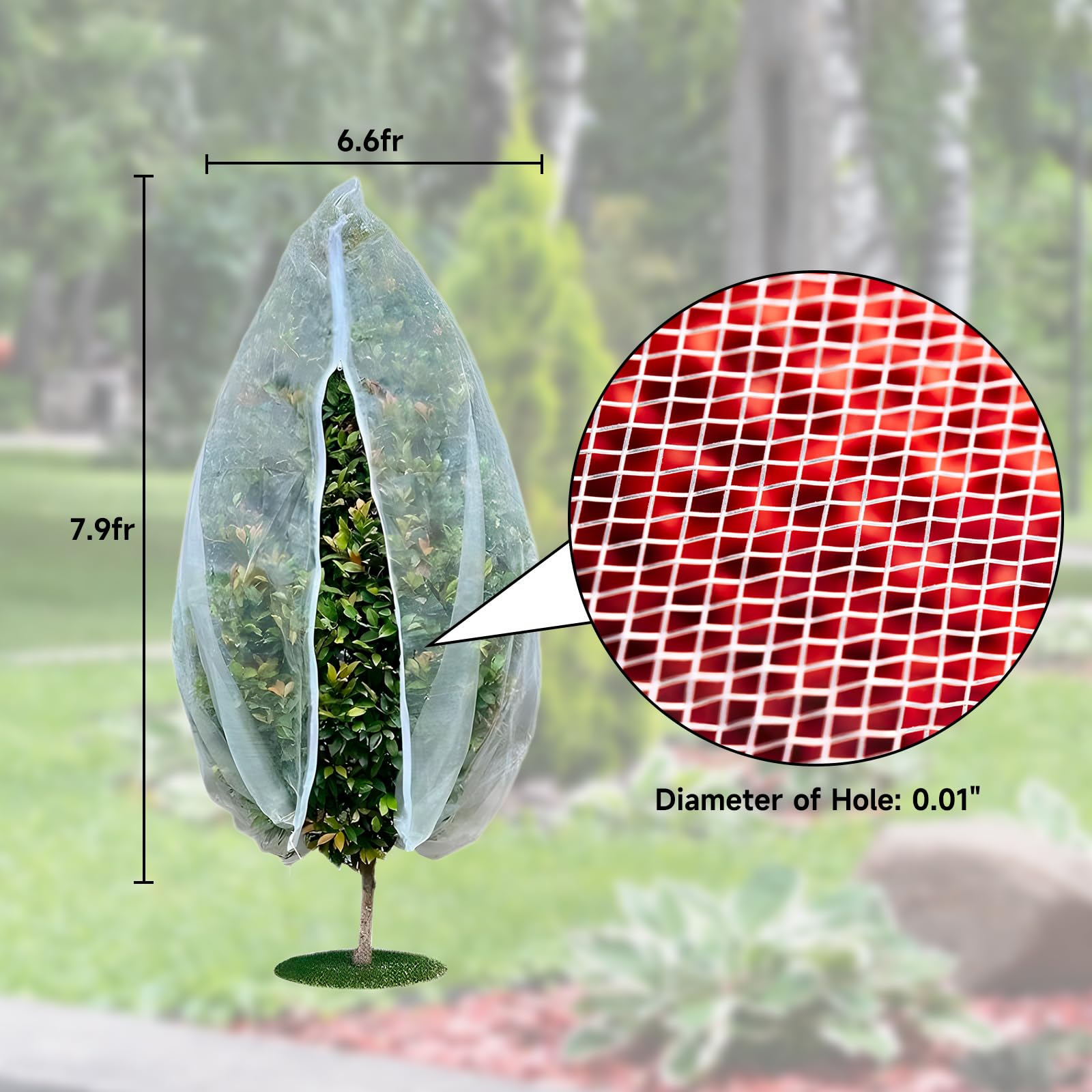 2 Pack Fruit Tree Netting with Zipper 7 x 8 Ft Garden Mesh Netting for Plants Net Tomato Protective Cover with Drawstring for egetables Blueberry