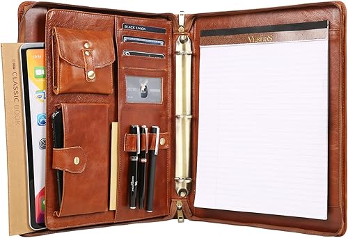 Cartera de cuero con carpeta de 3 anillas carpeta de cuero personalizada con cremallera organizador de cartera de cuero grabado regalo personalizado