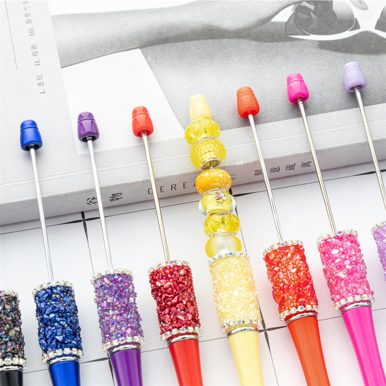 Beadable Ballpoint Pen Retractable Ballpoint Pen Rhinestones Beadable Pen for Student Boy Girl Reward Birthday — view 4