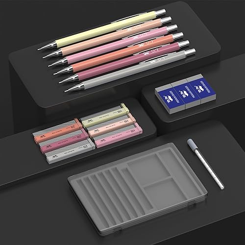 Miniatura 3 de Mr. Pen - Juego de lápices mecánicos con recambios de plomo y borradores, paquete de 6, tema bohemio, 0.020 in y 0.028 in, bonitos lápices LED