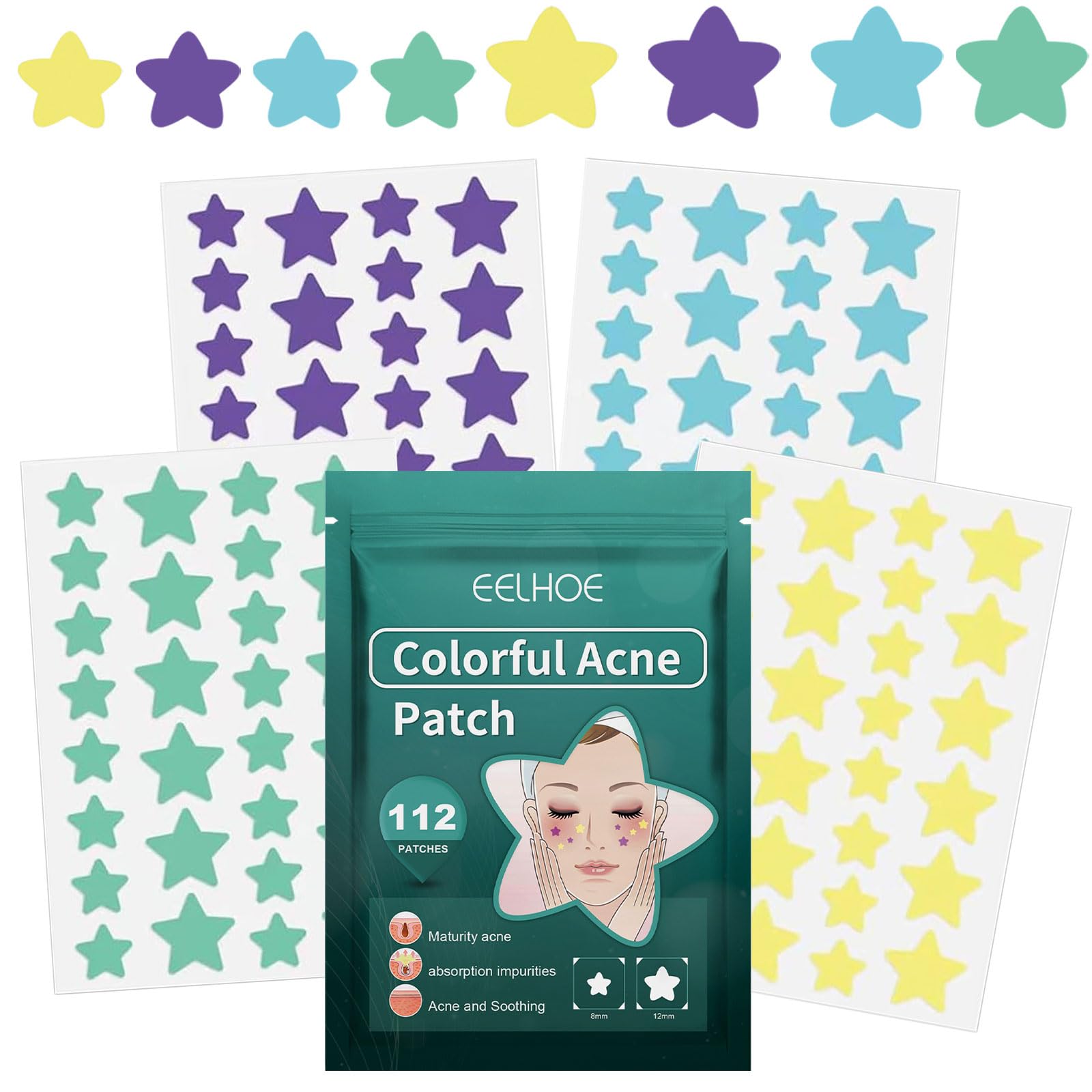 336 Stück Pimple Patches In Sternenform – Hydrokolloid-Aufkleber Gegen Pickel, In Farben