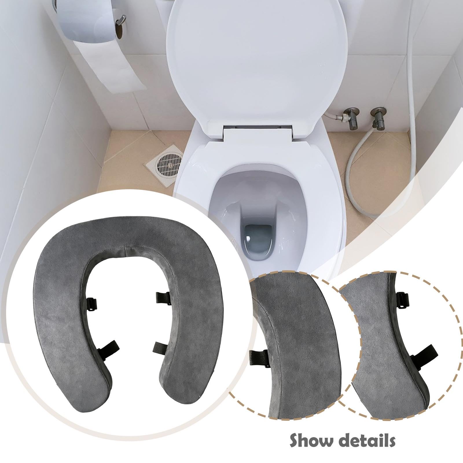 Baoblaze Cuscino per sedile WC rialzato, coprisedile WC più spesso, imbottito in spugna, riutilizzabile, universale, sollevatore rialzato per appartamento, Grigio