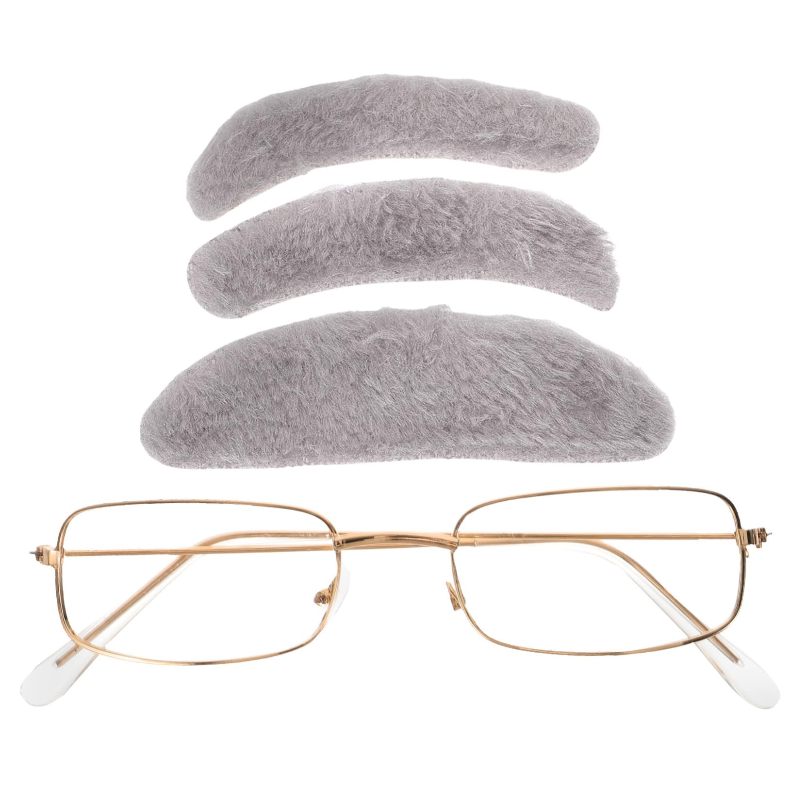 VALICLUD Complete Old Man Costume Props Fake Beard Eyebrows Glasses Set for Halloween Events