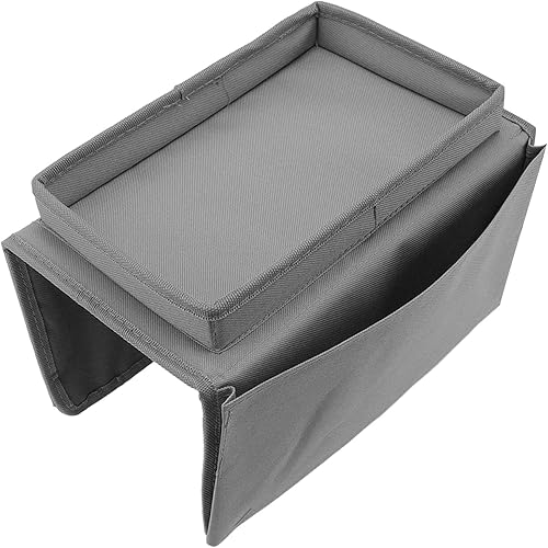 Miniatura 5 de TOPINCN Mesas de sofá, bandeja plegable para el brazo del sofá, mesa estable con clip en el sofá, mesa de brazos, sofá organizador para comer y