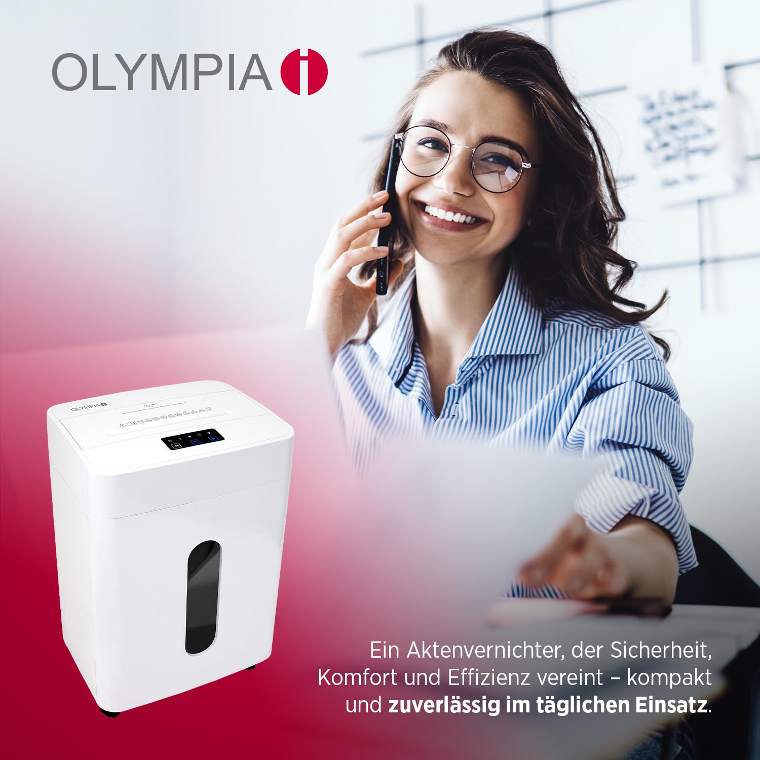 Olympia CC 2515 S Distruggidocumenti | Trituratore per carta & Shredder per documenti, CD, DVD e carte di credito | Trituratore P4 taglio a particelle | 15 fogli | 25 l