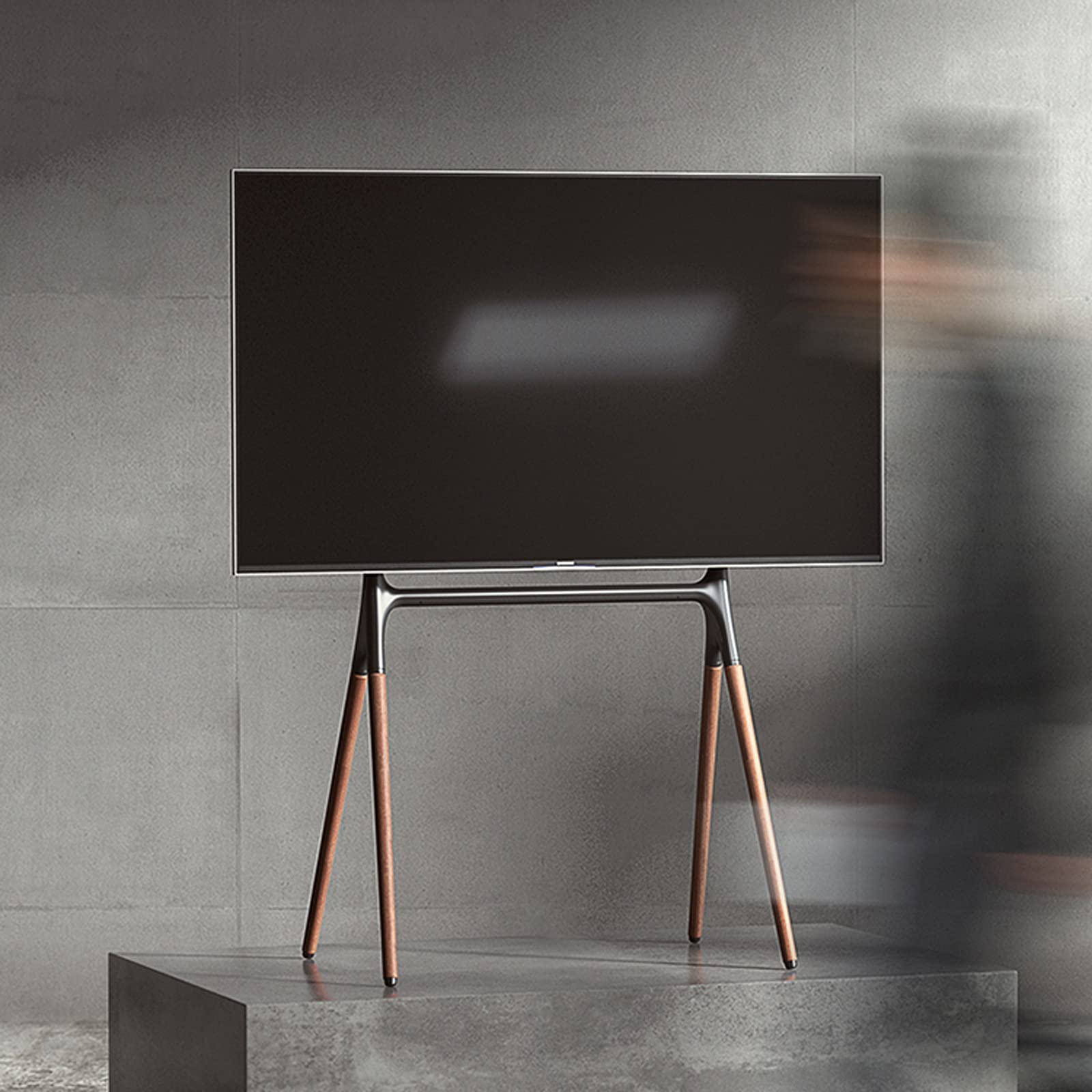 Supporto per TV Stand da terra TV Creativo Stand artistico in legno Stand Mobile TV Stand for da 49 "a 70" Tvs Robusta Base in legno Robusto Basamento universale TOP TELA STANDS con corda di sicurezza