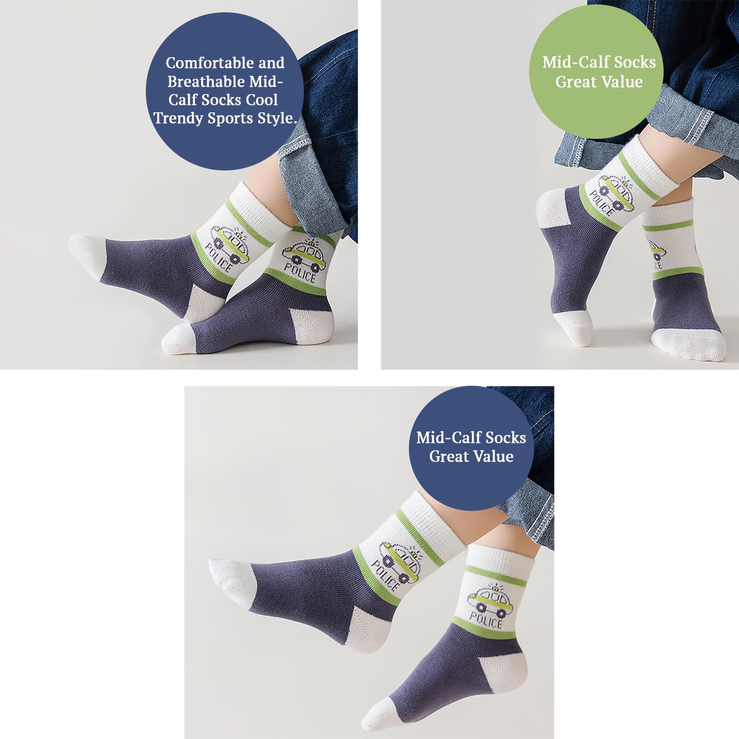 SYGA 5 Pairs Baby Socks, Toddlers Infant Cotton Stretch Crew Socks with vehicle Theme Design, Suitable for 0-2 Years baby 2