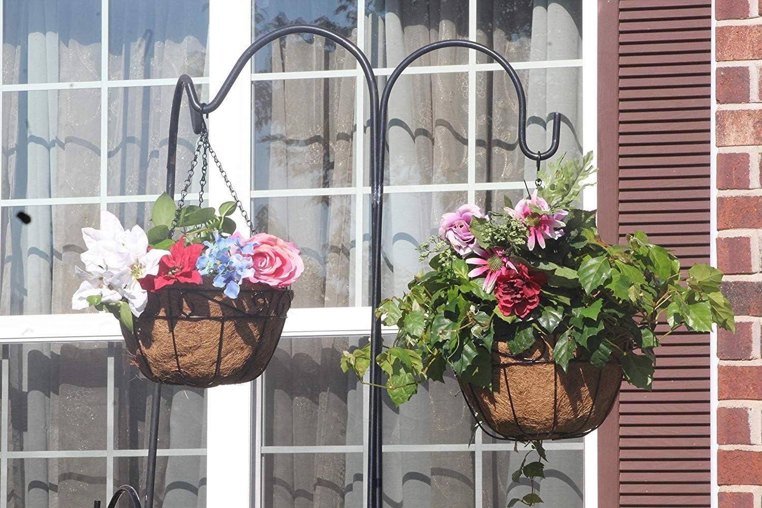 Ashman Metal Hanging Planter Basket, (24 Pack) with Coco Coir Liner Round Wire Plant Holder Chain PorchDecor Flower Pots Hanger Garden Decoration Indoor Outdoor Watering Hanging Baskets.