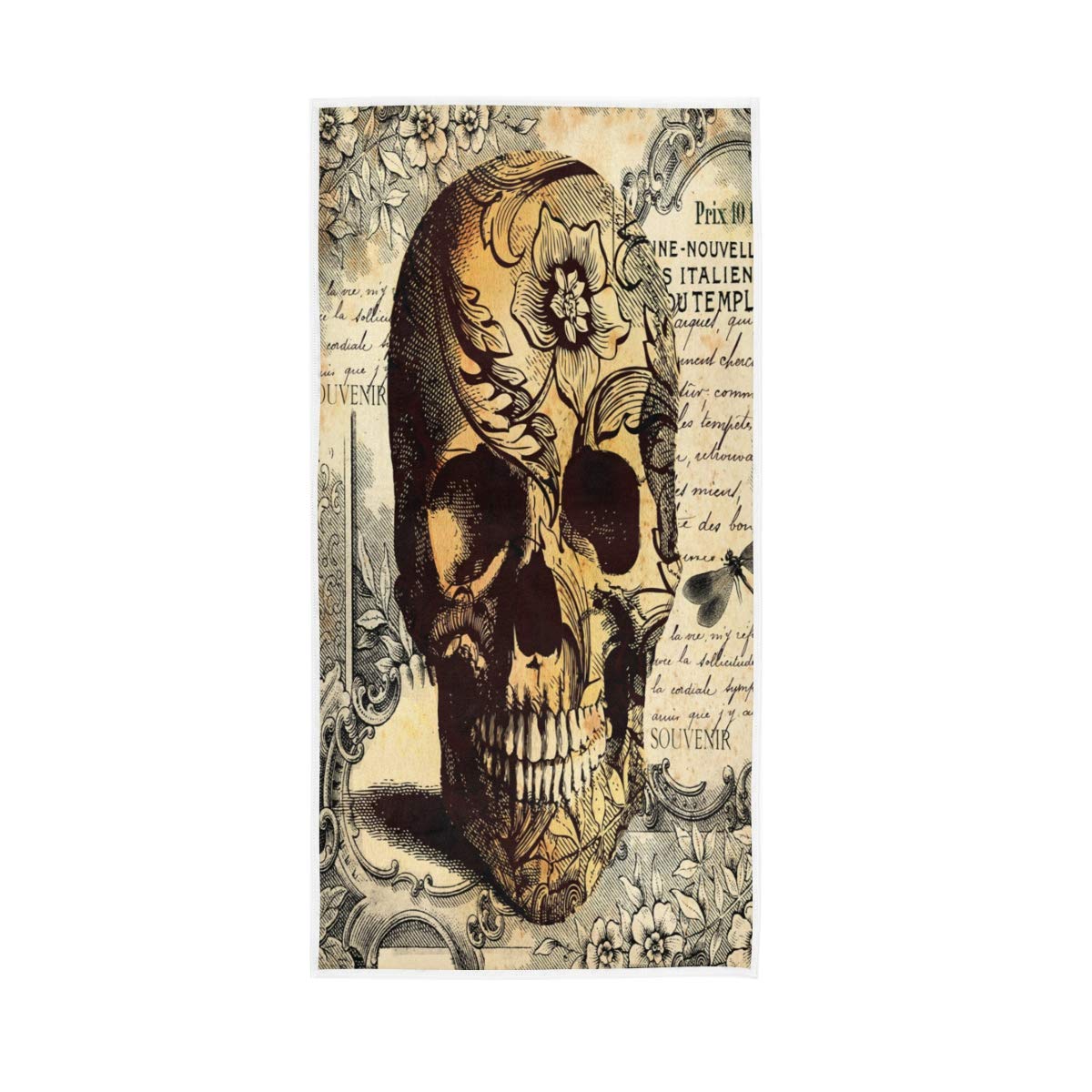 HUYGD Vintage Sugar Skull Stylish Soft Bath Hotel Spa Hand Gym Sport Towel 76 x 38 cm(30 x 15 Inches)