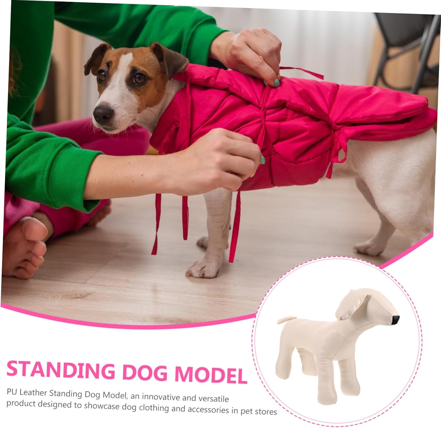 POPETPOP Dog Mannequin Flexible PU Leather Display for Pet Clothing Durable Standing Model for Dog Apparel Showcase for Pet Stores and Fashion Trends