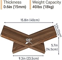 Vista 2 de Solid Wooden Book Stand for Desktop Display & Reading –15.7" x 9.4" x 5.7” Extra Large Wood Open Book Holder for Cookbook, Bible, Recipe, Textbook
