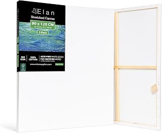 Elan Keilrahmen Leinwand 90x120, 3er Set Leinwände zum Bemalen 280g/m²