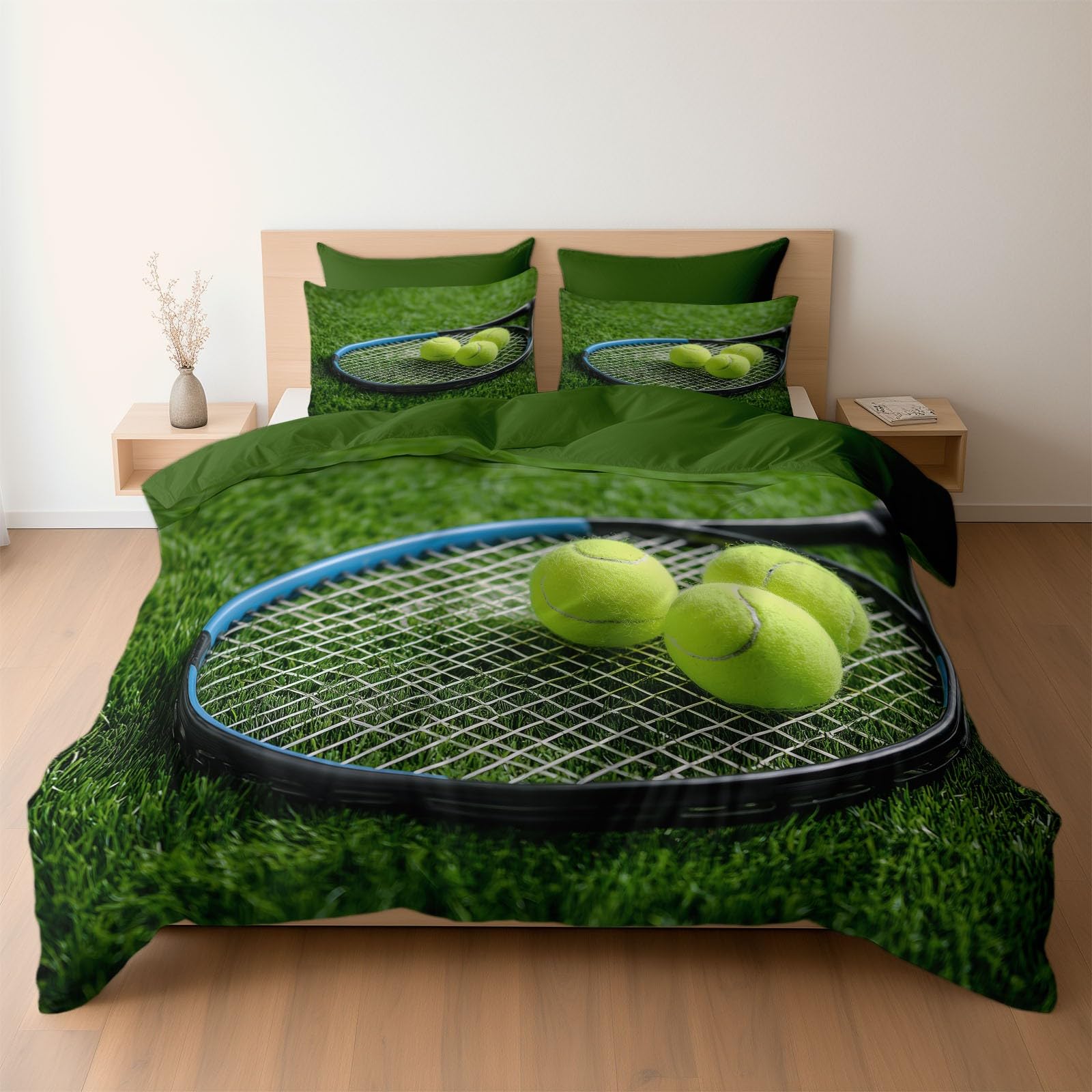 Parure de lit tennis en microfibre vert foncé 240x260 avec taies