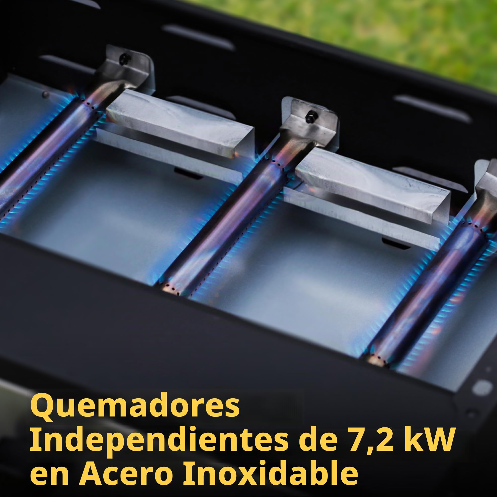 BIG HORN Plancha de gas con 3 quemadores con carro y tapa; 7,2 kW