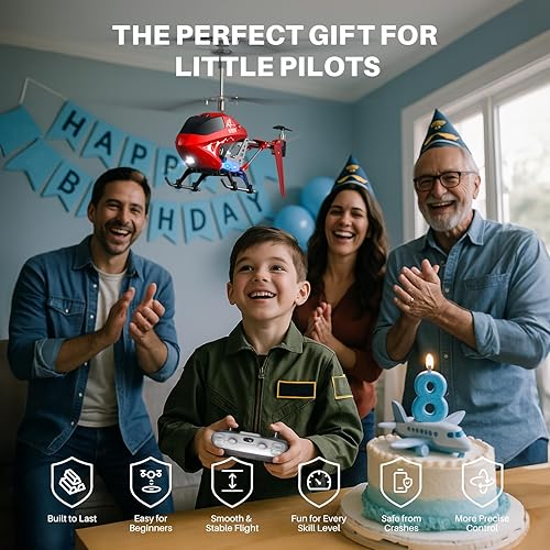 Miniatura 7 de Helicóptero de control remoto S107H-E aeronave con retención de altitud una tecla de despegue y aterrizaje 35 canales estabilizador giroscópico alta