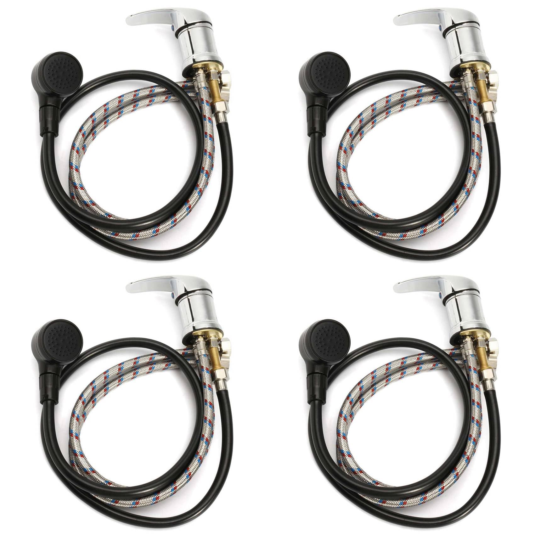 Ctrlzs 4Set Shampoo Bed Chair Faucet + Shower Head With Hose Salon Bath Bowl Sink Faucet Stainless Steel Basin Faucet