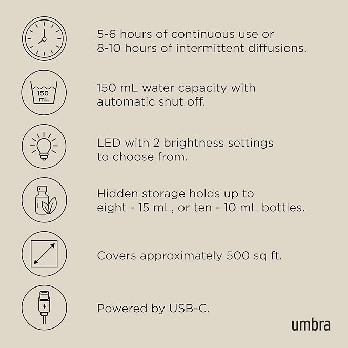 Difusor de Aromas Umbra Casita en Color Arena con Luz LED miniatura 7