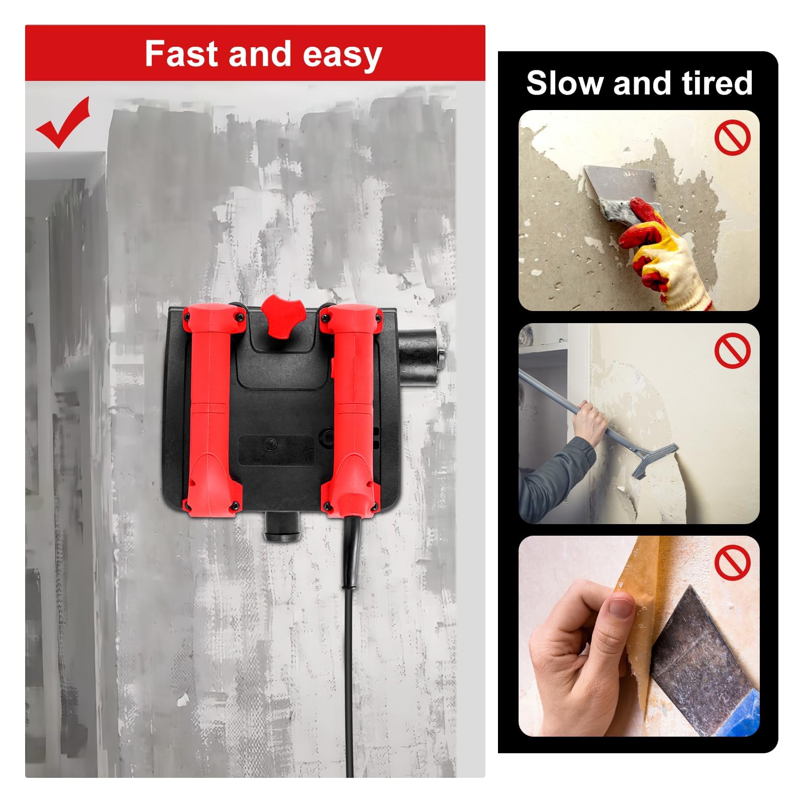 Cepillador de pared eléctrico, raspador de pared de mano, máquina de rascar paredes para papel pintado, pintura y masilla, ángulo de 90°, sin ángulo ciego