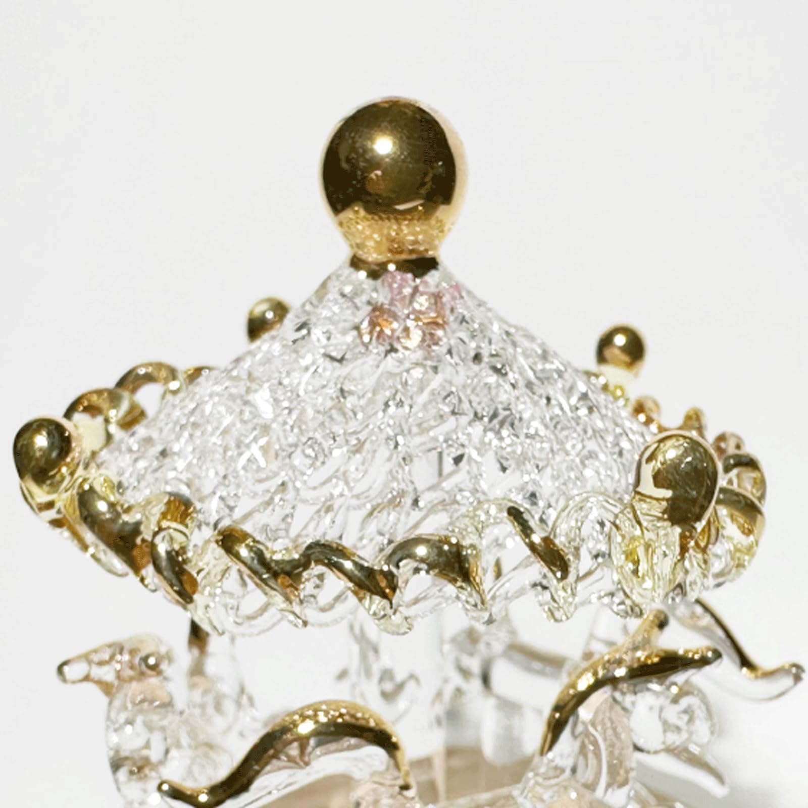 Adornos de Cristal Hechos a Mano de Oro Hueco, carrusel de Castillo de Luna de Cristal soplado a Mano, Adornos Huecos Hechos a Mano, Regalo Bonita Figura