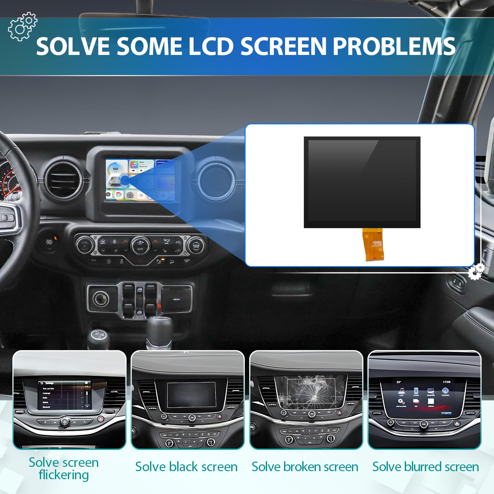8,4" LA084X01 LCD Schermo per Dodge RAM Jeep Chrysler LA084X01(SL)(01)/(02)/(03) Touch Screen Vetro LCD per Uconnect 4C UAQ 2017-2022 Display con 4 Strumenti XXX