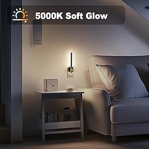 JandCase Night Lights Plug into Wall,0-200LM Dimmable LED Nightlights, Daylight White 5000K Vanity Night Light With Auto Light Sensor for Bathroom Dressing Room, 1 Pack