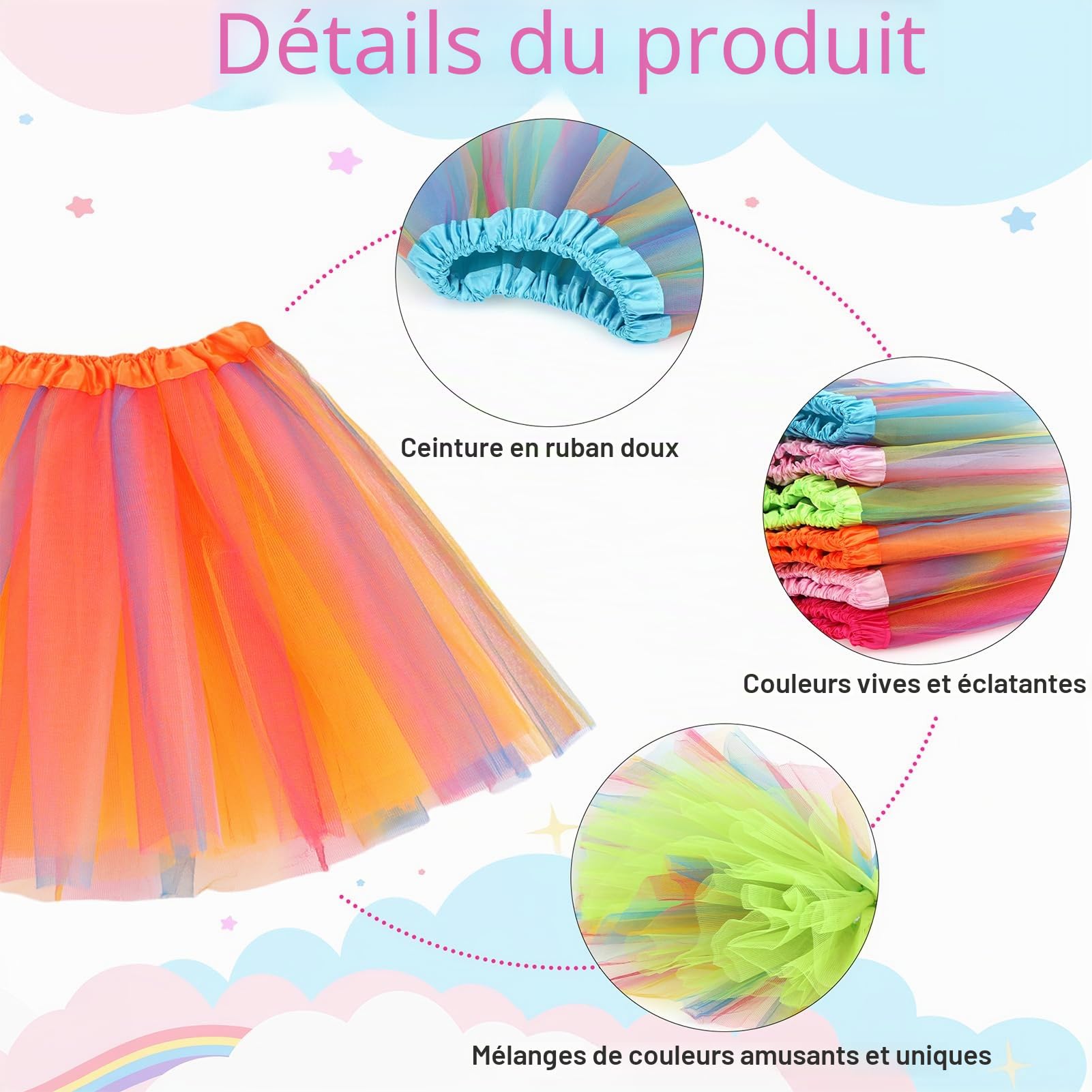 kilofly Lot de 6 tutu de ballet pour fille