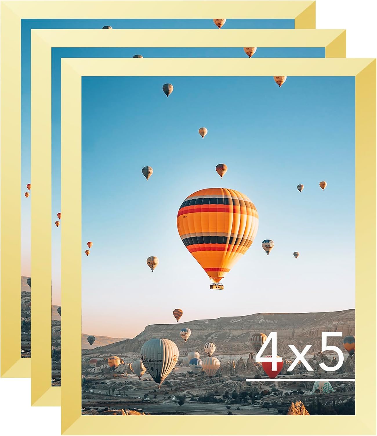 4x5 Picture Frame Set of 3 Gold for Wall Hanging or Tabletop- Wall Mounting Horizontally or Vertically, 4 x 5 Wall Gallery Poster Photo Frames for 4 by 5 Photo,3 Pack, Gold Gold 4x5 inch