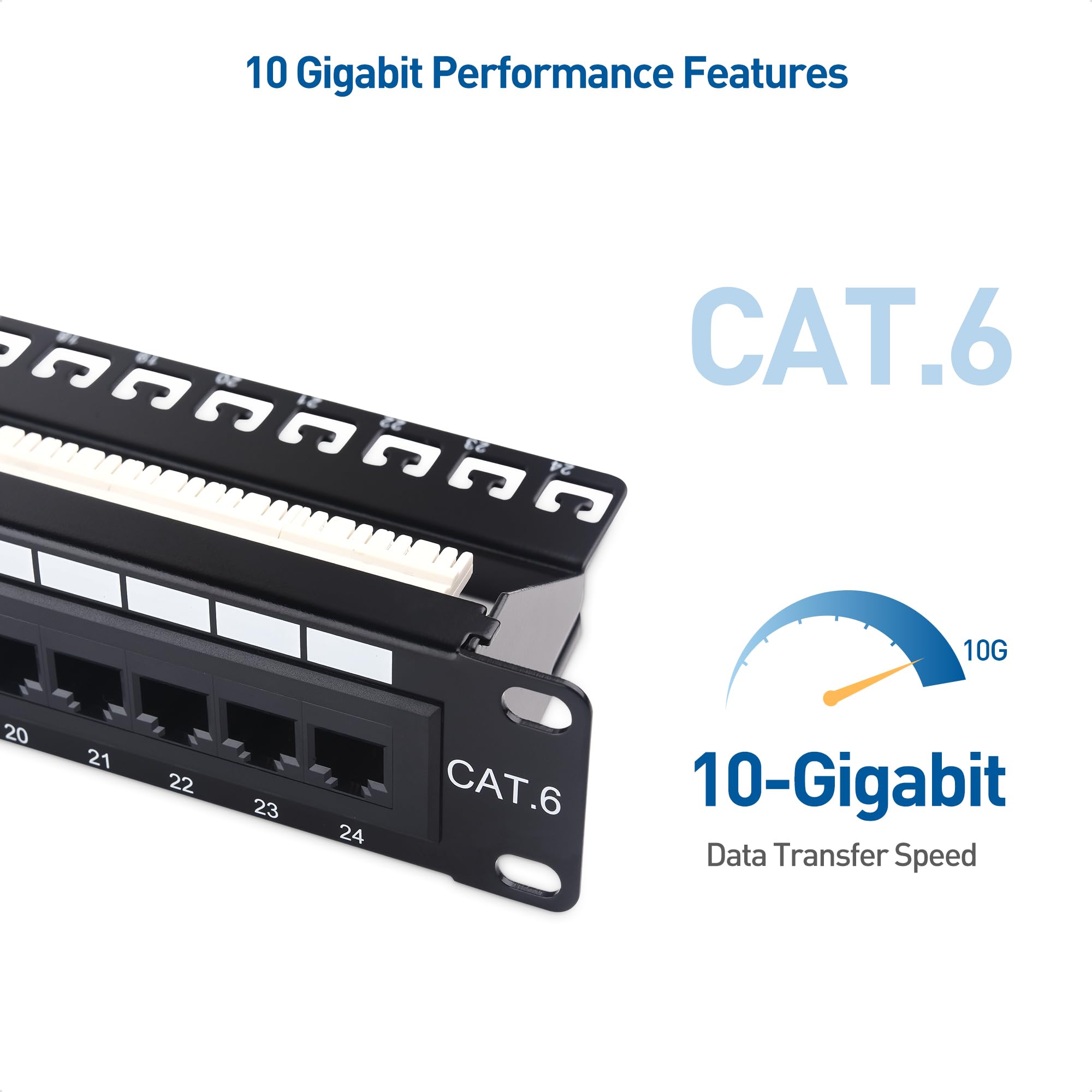Cable Matters Pannello patch di rete Cat 6 a 24 porte 1U o montaggio a parete con barra di supporto