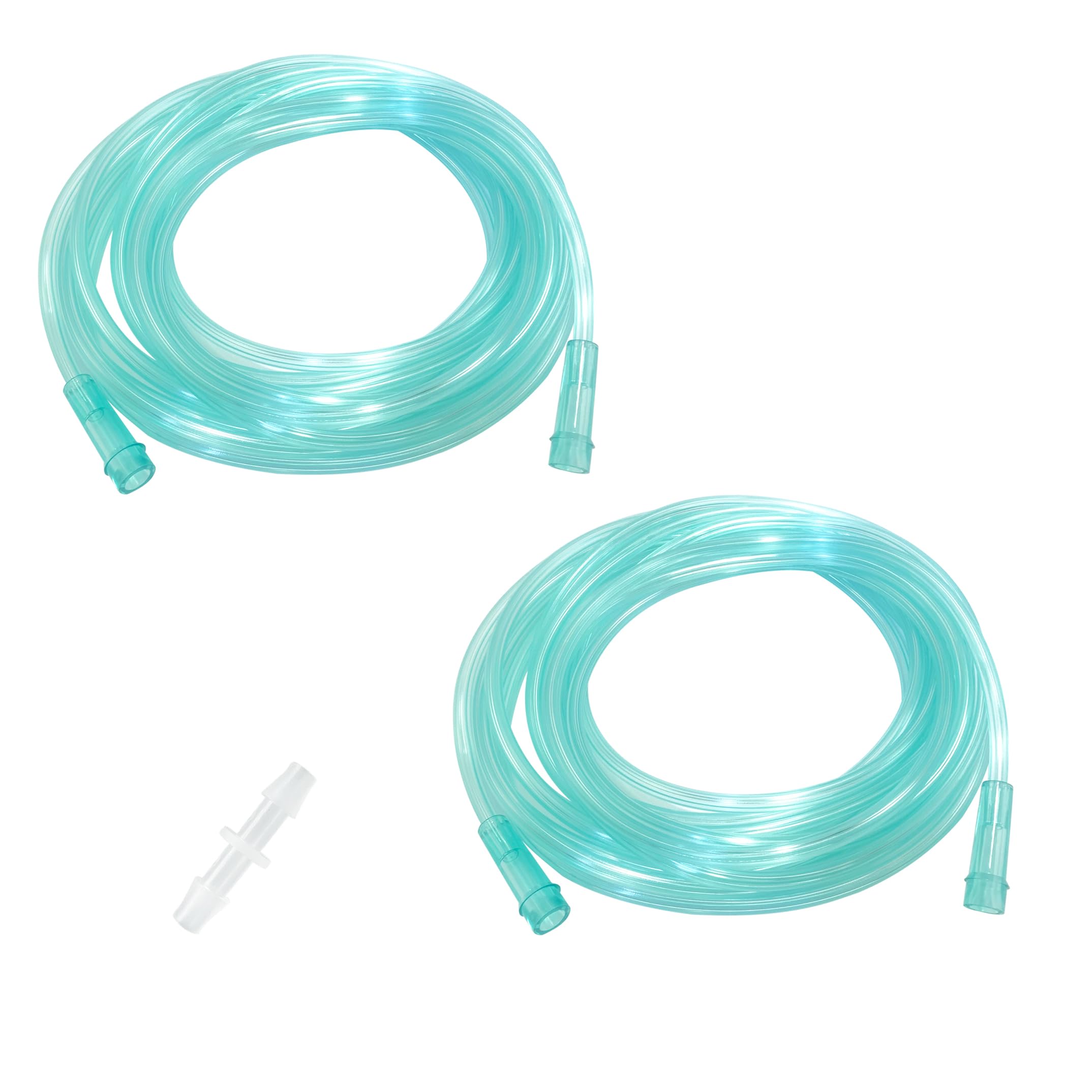 Oxygen Tubing, 16.4 ft, 2 Pack, Green, Crush Resistant with Connectors