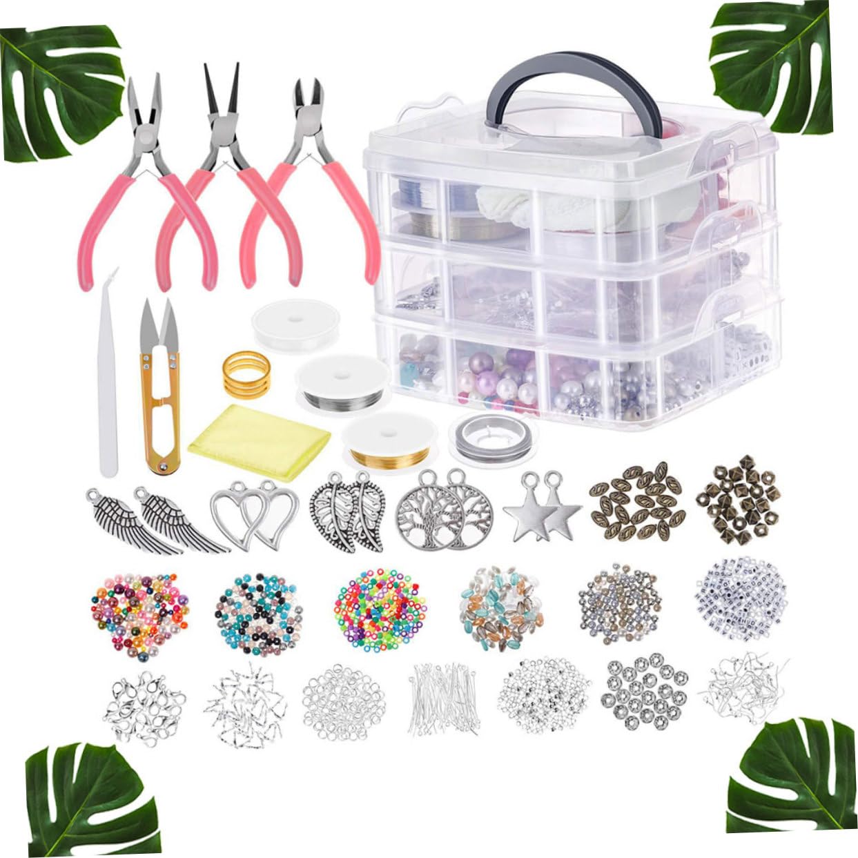 COHEALI Kit per Creazione Gioielli 1186 Pezzi, Set a Tre Strati