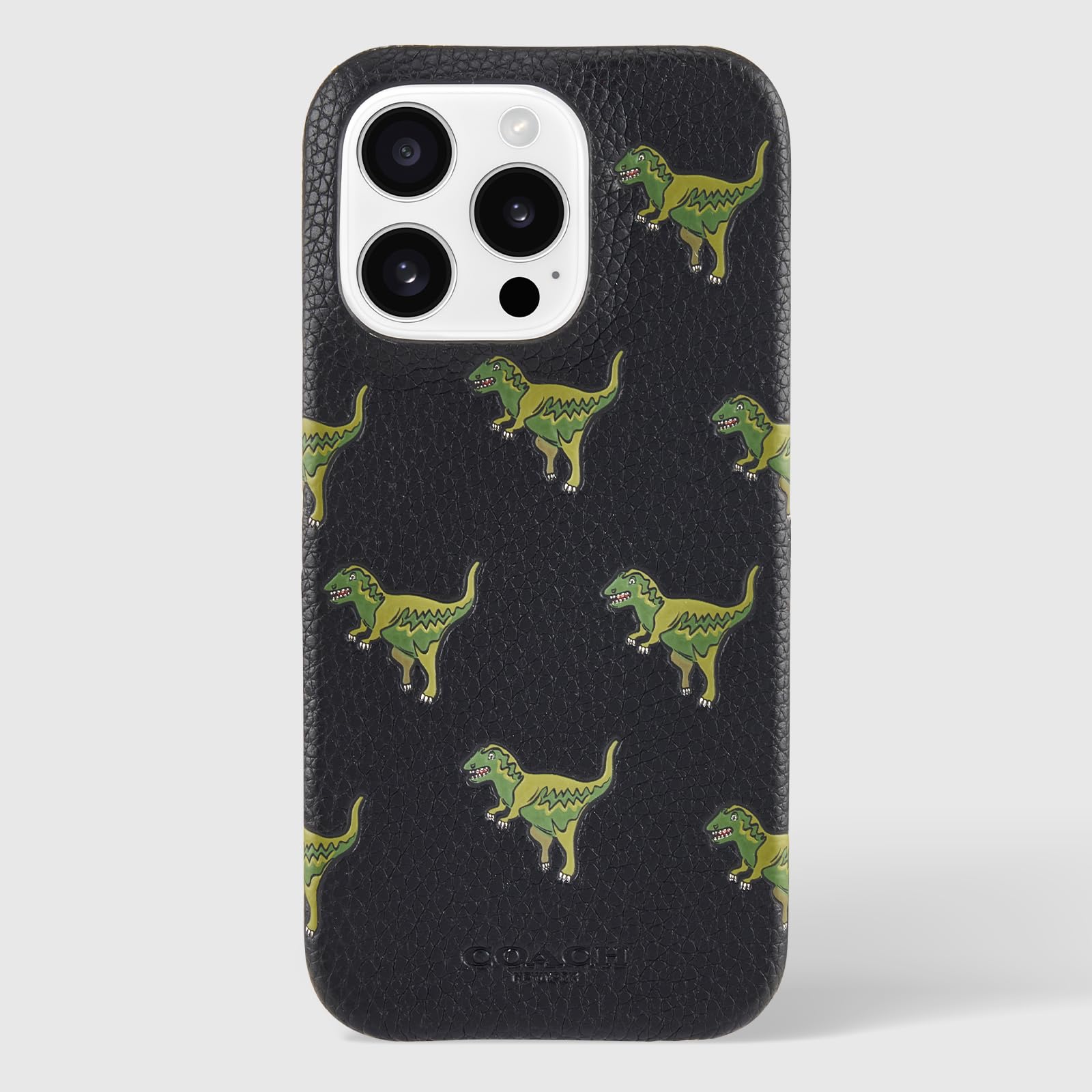 Coach Oryginalne etui na iPhone'a 16 Pro z wytłoczoną kamyczkową skórą - designerskie etui na telefon - Repeat Rexy