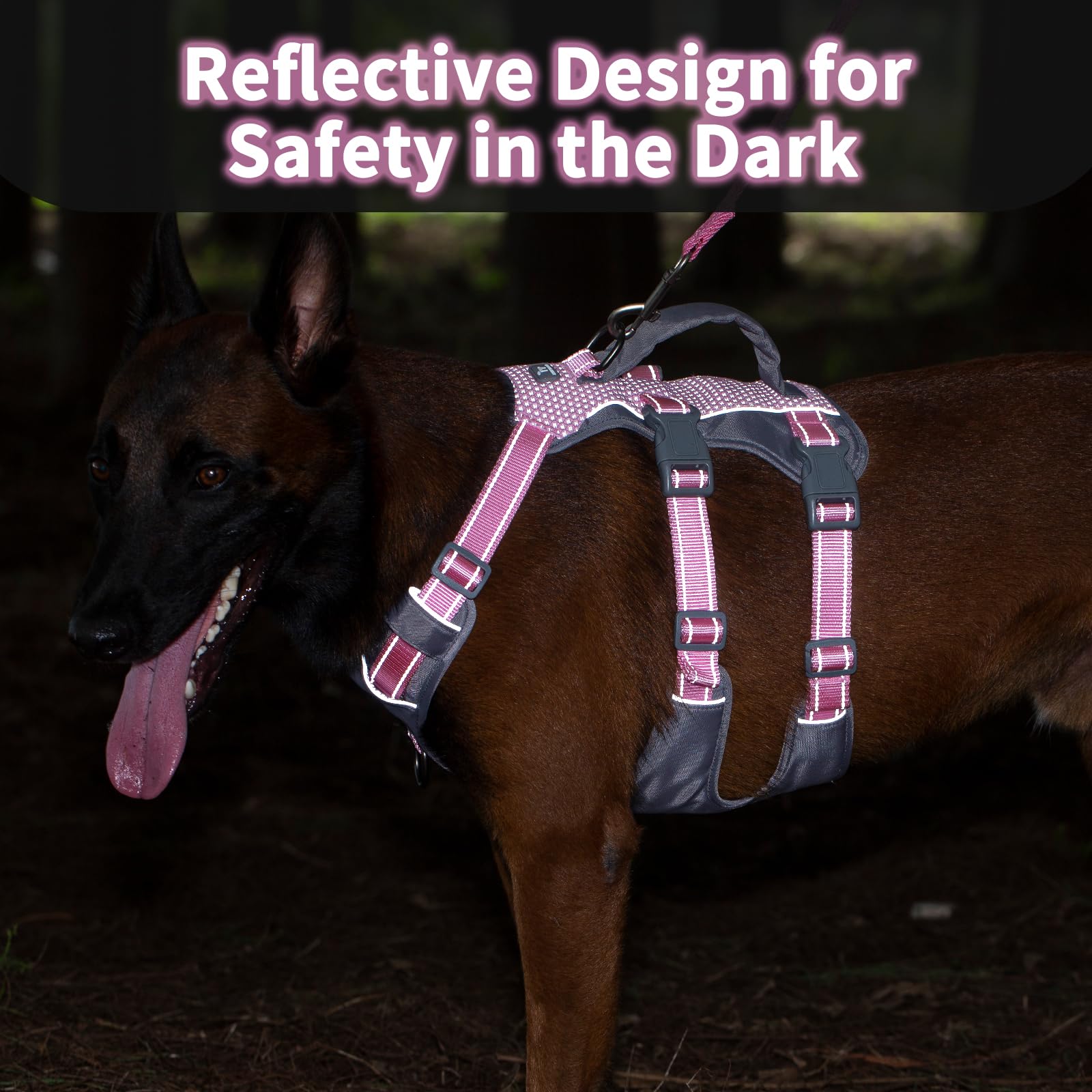 Huntboo Escape Proof Dog Harness Medium, Anti-Pull Dog Harness with Handle, Breathable, Adjustable, Reflective Dog Harnesses - Image 3