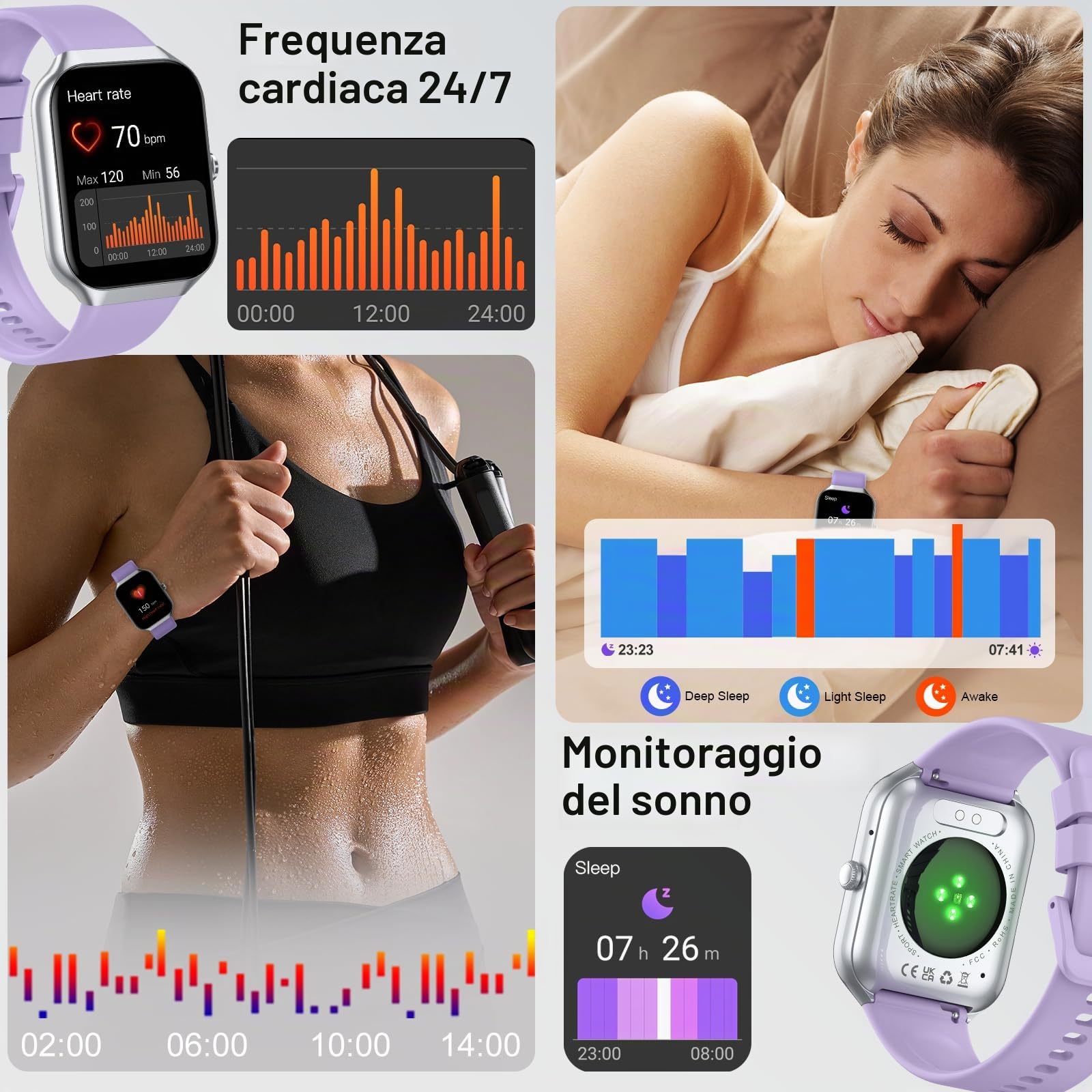 Smartwatch Uomo Donna,1.96" Orologio Smartwatch con Effettua/Risposta Chiamate,113+Sportive Smart Watch con Contapassi/24H Cardiofrequenzimetro/Sonno, Impermeabile IP68,Tracker per Android iOS Beige