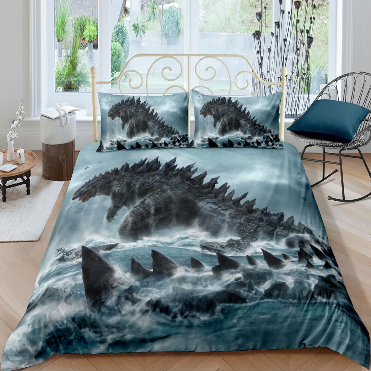 sonicpony Men Duvet Cover Set Twin Size Dinosaur Comforter