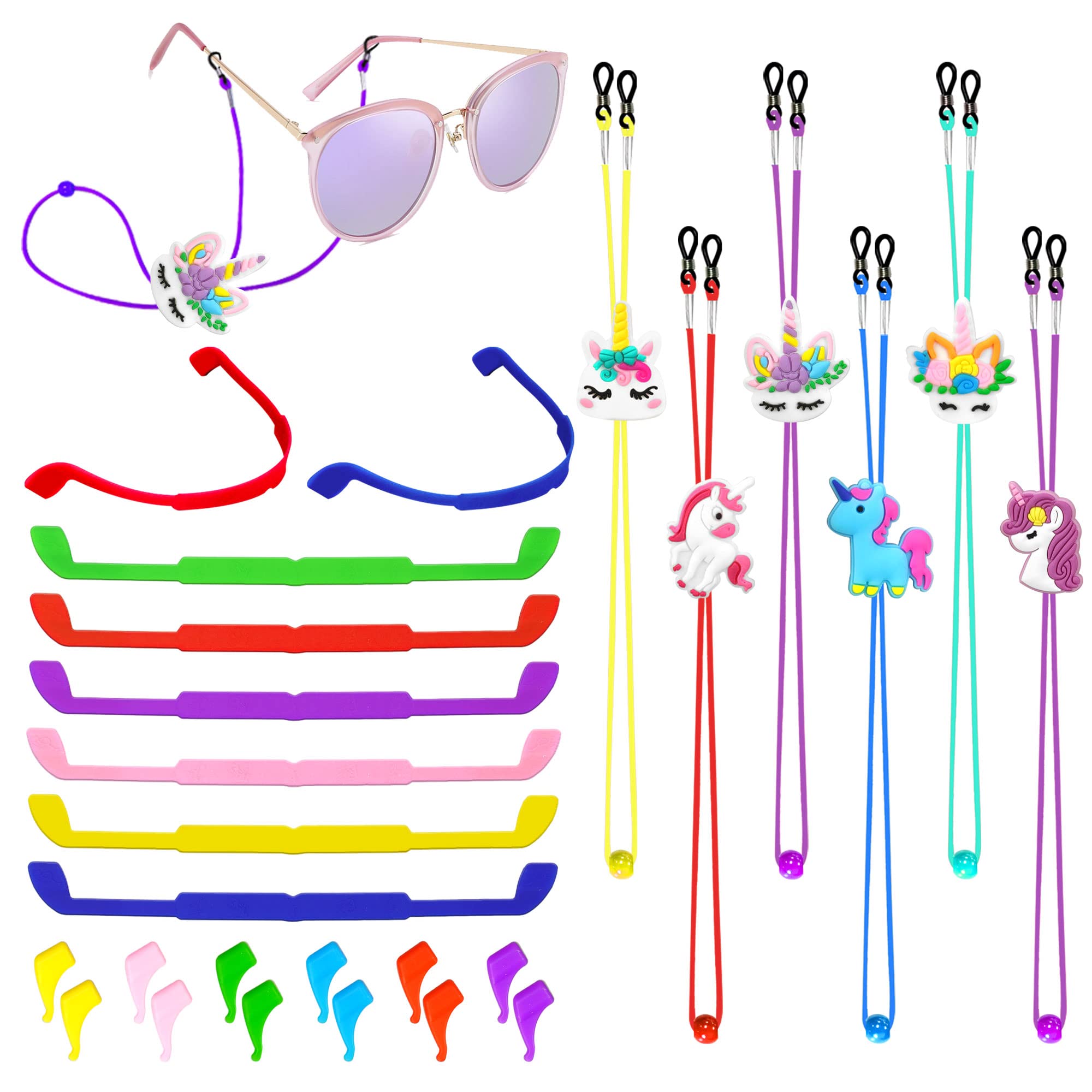 Buy ZXSWEET 8PCS Kids Glasses Strap Unicorn Rainbow Adjuster Stretchy Eyeglass Strap For Girls Boys, Multicolor, Large At