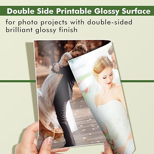 Miniatura 4 de Papel fotográfico fino de doble cara brillante de 8.5 x 11 pulgadas, 32 libras para impresoras de inyección de tinta, tinta de tinte de 4.23 ozm